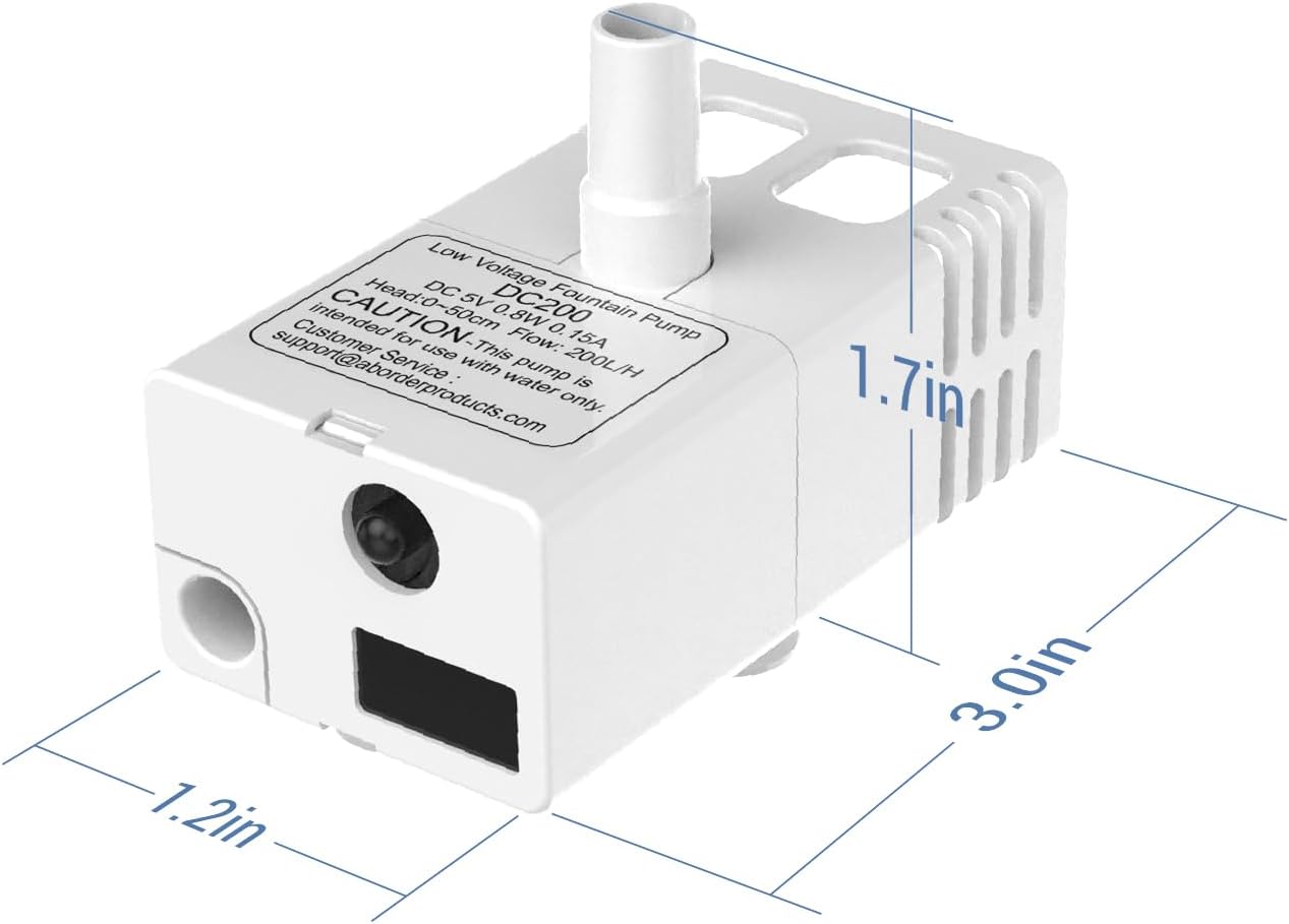 Veken Upgraded Replacement Pump for 50oz and 95oz Pet Fountain Cat Water Fountain Dog Water Dispenser Ultra Quiet Long Lifespan Water Pump, USB Cable, LED Lights